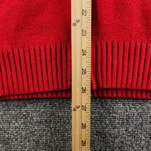 Polo Ralph Lauren Full Zip XL Red Knit Blue Pony Logo Cotton Men Jacket Sweater - Picture 11 of 15